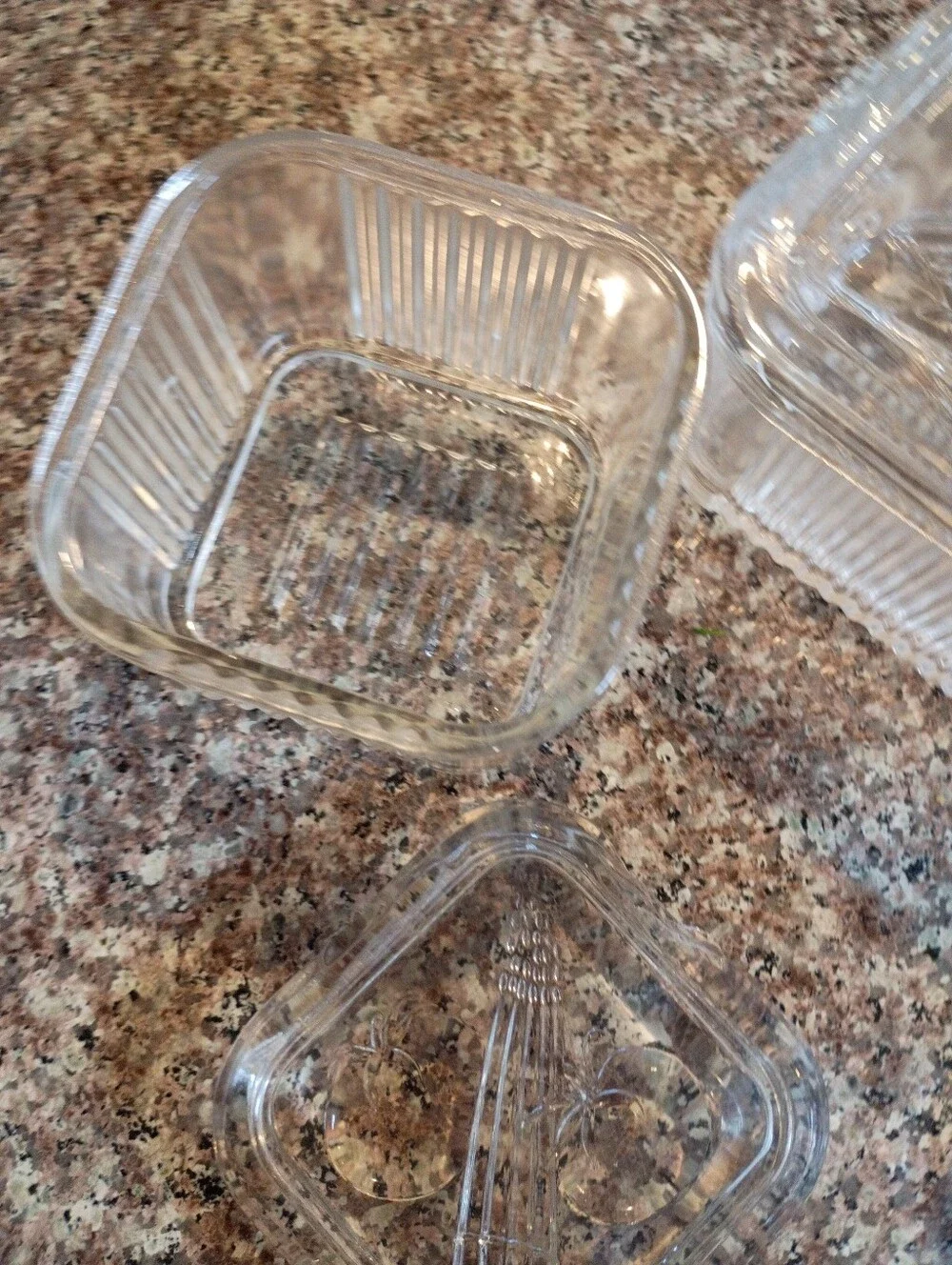 1930s Federal Glass ar Ribbed Glass Storage Dish Set